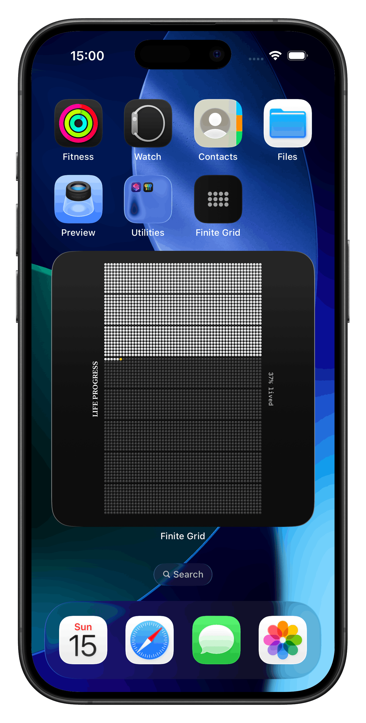 Finite Grid widget — grid view